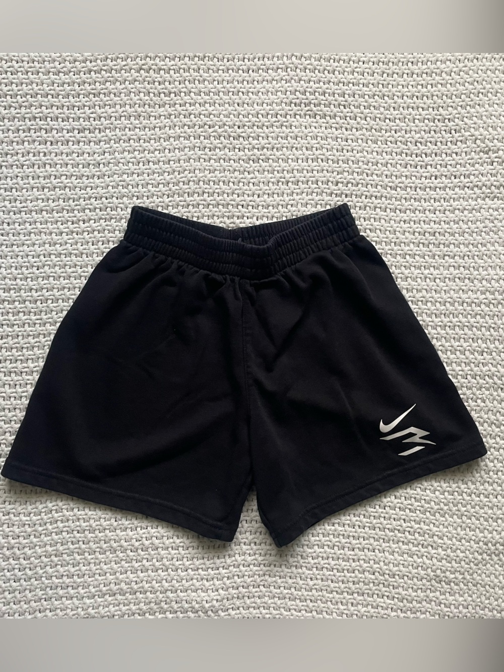 Nike Dri-FIT Black Graphic Training Shorts with White Lightning Swoosh Design